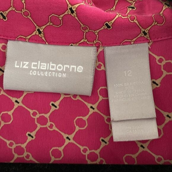 Liz Claiborne Pink Chain Pattern Long Sleeve - Picture 5 of 10